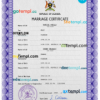 editable template, Uganda marriage certificate PSD template, completely editable