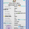 editable template, United States of America vital record birth certificate PSD template, fully editable