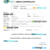 editable template, Uruguay vital record birth certificate Word and PDF template, completely editable