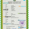 editable template, Uzbekistan birth certificate PSD template, completely editable