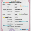 editable template, Vanuatu marriage certificate PSD template, fully editable
