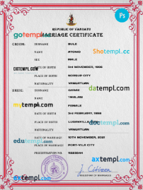 editable template, Vanuatu marriage certificate PSD template, fully editable