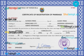 editable template, Venezuela marriage certificate PSD template, completely editable