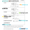 editable template, Yemen vital record birth certificate Word and PDF template, completely editable