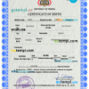 editable template, Yemen vital record birth certificate PSD template, fully editable