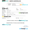 editable template, Zambia birth certificate Word and PDF template, completely editable