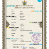 editable template, Zimbabwe vital record birth certificate PSD template