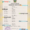 editable template, Zimbabwe marriage certificate PSD template, completely editable