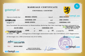 editable template, # destiny universal marriage certificate PSD template, completely editable