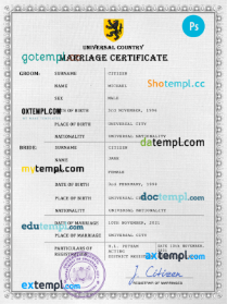 editable template, # joy universal marriage certificate PSD template, completely editable