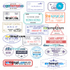 FREE editable template, Australia Estonia Finland travel stamp collection template of 18 PSD designs, with fonts