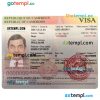 editable template, CAMEROON visa PSD template, completely editable, with fonts
