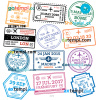 FREE editable template, Delhi Moscow Berlin travel stamp collection template of 12 PSD designs, with fonts
