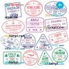FREE editable template, Israel Australia Cuba travel stamp collection template of 14 PSD designs, with fonts