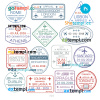 FREE editable template, Italy Greece Sri Lanka travel stamp collection template of 14 PSD designs, with fonts