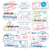 FREE editable template, Liverpool Marseille Zaragoza travel stamp collection template of 14 PSD designs, with fonts