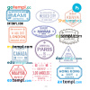 FREE editable template, Miami Mexico city Nairobi travel stamp collection template of 12 PSD designs, with fonts