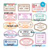 FREE editable template, Netherlands USA Ireland travel stamp collection template of 14 PSD designs, with fonts