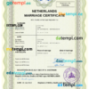 editable template, Netherlands marriage certificate Word and PDF template, fully editable