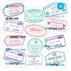 FREE editable template, New York Sydney Rome travel stamp collection template of 12 PSD designs, with fonts