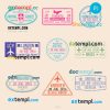 FREE editable template, Paris London Toronto travel stamp collection template of 9 PSD designs, with fonts
