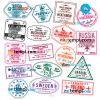 FREE editable template, Portugal Ukraine Poland travel stamp collection template of 17 PSD designs, with fonts