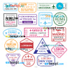 FREE editable template, Russia Brazil Canada travel stamp collection template of 17 PSD designs, with fonts