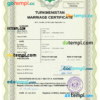 editable template, Turkmenistan marriage certificate Word and PDF template, fully editable