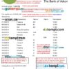 FREE editable template, United Kingdom The Bank of Aston bank statement template in Word format