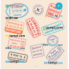 FREE editable template, Vietnam Mexico France travel stamp collection template of 11 PSD designs, with fonts