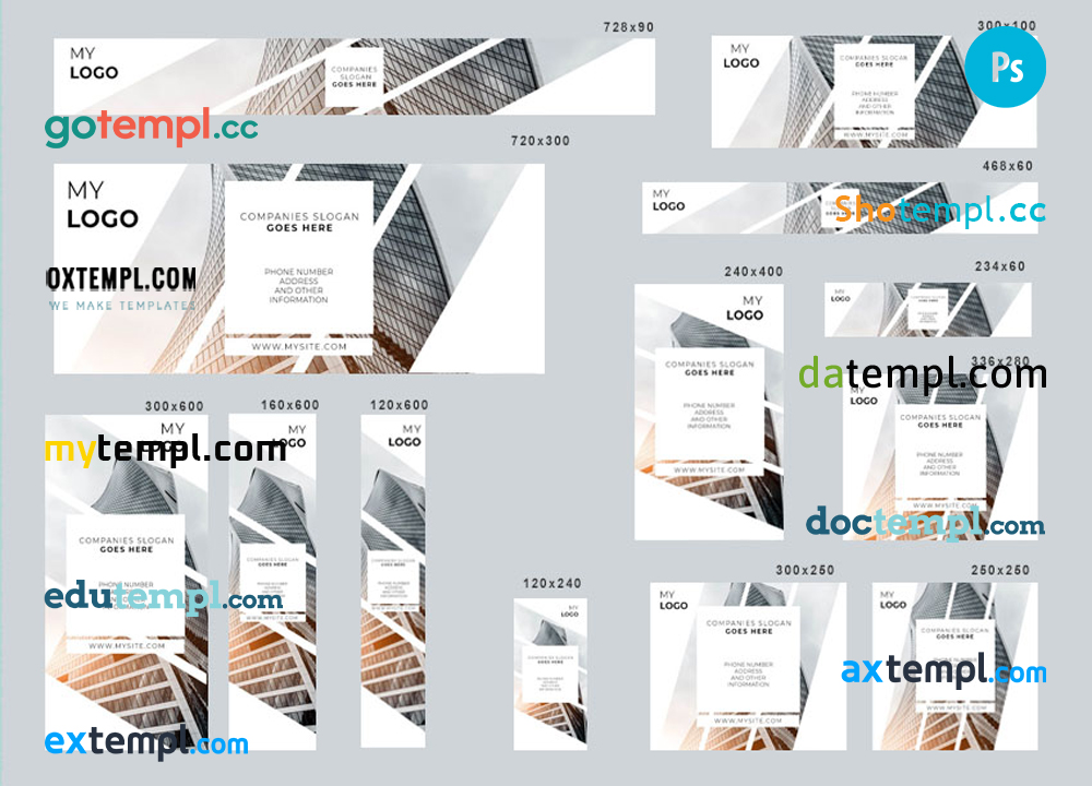 FREE editable template, # architeca editable banner template set of 13 PSD