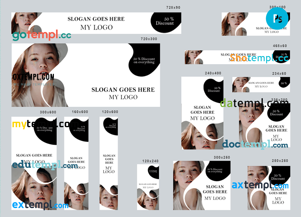 FREE editable template, # beauty club editable banner template set of 13 PSD