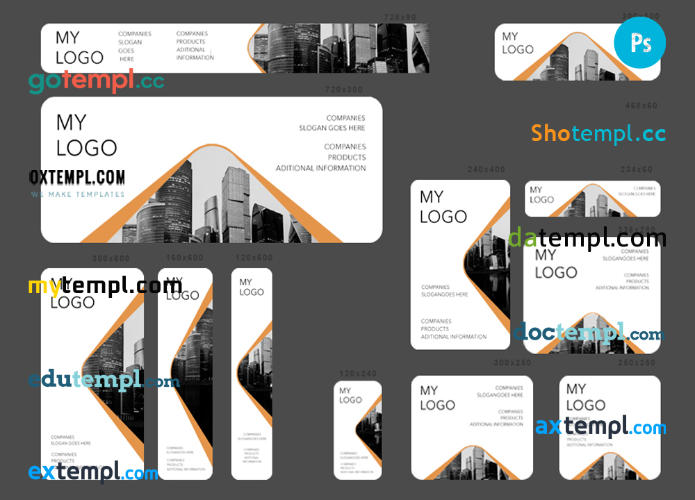 FREE editable template, # city cover editable banner template set of 13 PSD