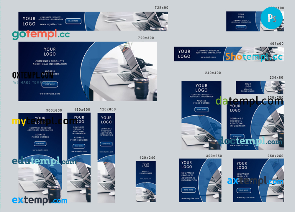 FREE editable template, # commercial horizon editable banner template set of 13 PSD