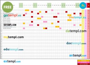 FREE editable template, employee attendance sheet template in Excel and PDF format, fully editable