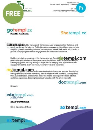 FREE editable template, letterhead template in Word and PDF format, fully editable