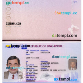 editable template, Singapore passport template in PSD format, fully editable, 2017- present