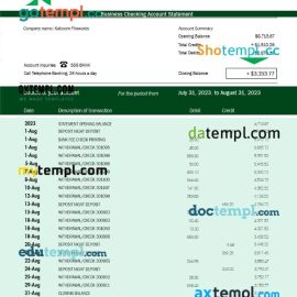 editable template, Associated Bank business statement Word and PDF template