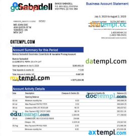 editable template, BANCO Sabadell firm statement Word and PDF template