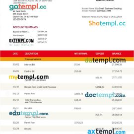 editable template, BANK of Chengdu business statement Word and PDF template