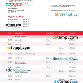 editable template, BANK of East Asia firm account statement Word and PDF template