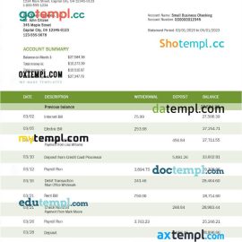 editable template, Bank of Suzhou firm account statement Word and PDF template