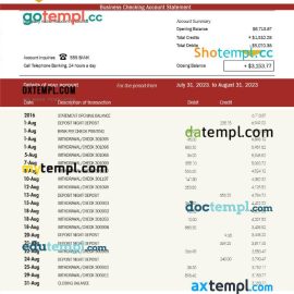 editable template, BANK of the Philippine Islands business statement Word and PDF template