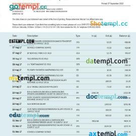 editable template, BNI Bank firm statement Word and PDF template