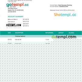 editable template, E.SUN Commercial Bank business statement Word and PDF template