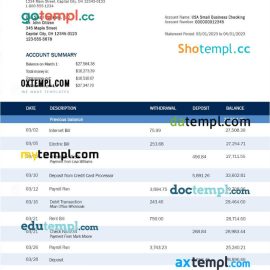 editable template, Houlihan Lokey Inc Bank company checking account statement Word and PDF template