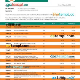 editable template, IDBI Bank enterprise account statement Word and PDF template