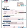 editable template, KOTAK Mahindra Bank enterprise statement Word and PDF template