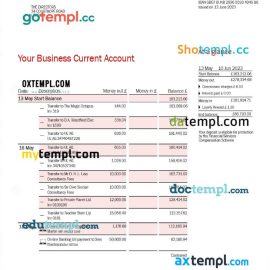 editable template, NOMURA Bank business statement Word and PDF template