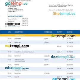 editable template, OLD National Bank organization account statement Word and PDF template